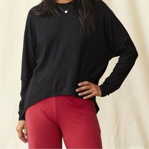 Matilda Jane Split Back Modal Spandex Black‎ Activewear Top EUC